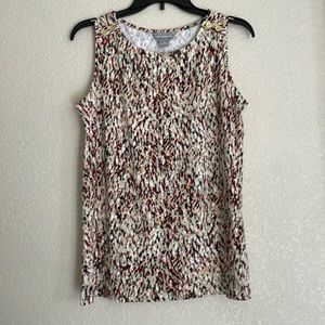 Liz Claiborne oatmeal abstract sleeveless women’s shirt size small